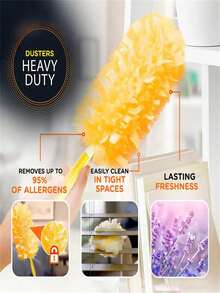 20/10 Pack Ultra-Fine Fiber Duster Set - Extendable Anti-Static Duster, Suitable For Home And Car. Powerful Cleaning For Ceiling Fans, Furniture, Electronics, Baseboards. (Includes Handle And 20/10 Replacement Refills) - Orange - View 9