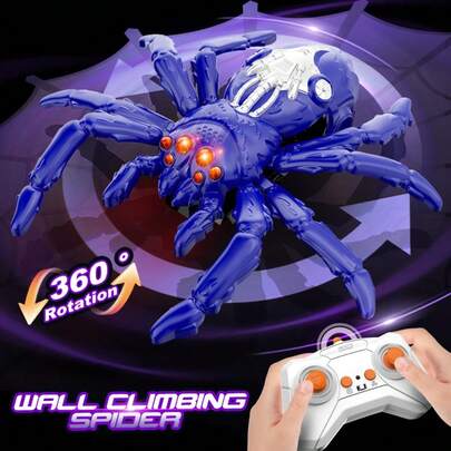 The Ultimate Gift: Gravity-Defying RC Spider Climbs Walls & Crawls! 360° Rotation, Ready To Amaze!