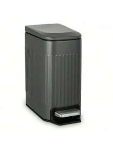 Small 1.6 Gallon Stainless Steel Trash Can With Removable Inner Bucket, Grey, Hands Free Step Pedal Design - 深灰色 - 查看 9