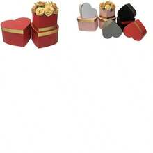 Set 3 Piezas Caja Para Arreglos Florales Y Regalos (Cartn Laminado Corazn Negro) - cartón laminado corazón black1 - Ver 7