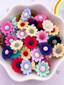 30Pcs 12mm Random Mixed Resin Carnation Flower Flatback Flower Rhinestone Gem Scrapbook Wedding Ornament Applique DIY Accessories Crafts