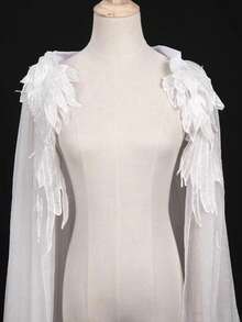 Bridal Shawl Embroidered Lace Wing Cape - Ideal Costume Prop For Women's Fairy Queen Role Play Party And Cosplay, Stand Collar Cloak - Multicolor - View 2