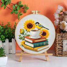1 Set 11CT Cross Stitch Embroidery Kit, DIY Handmade Embroidery, Gramophone, Hot Air Balloon, Bee, Vase, Floral, With 3-Strand Thread, Bamboo Embroidery Hoop, Pattern Chart