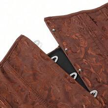 1pc Women's Short Jacquard Waist Cincher, Overbust Corset Bustier For Party And Daily Wear - Coffee Brown - View 7