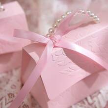 10个粉色珍珠纸礼盒，适合用作婚礼回礼、伴娘礼物、派对礼物，配有丝带，是情人节、新娘送礼会、婴儿送礼会及其他特殊场合的理想礼物。 - 彩色 - 查看 8