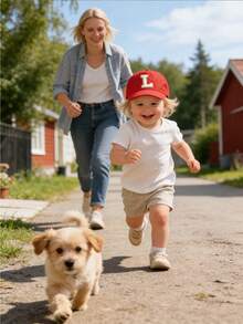 1pc Baby/Toddler A-Z Letter Soft Baseball Cap, Fashion Versatile, Suitable For Boys & Girls Everyday Wear, Spring/Summer, Fits 1-3 Years Old - Red - View 3