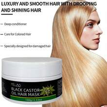 MELAO Black Castor Oil Głęboko Odżywcza Maska do Włosów, Odpowiednia Do Suchych, Zniszczonych i Puszących Się Włosów, Intensywna Pielęgnacja Odżywcza, Wygładza Puszenie Się, Dodaje Blasku i Miękkości, Odpowiednia Do Wszystkich Rodzajów Włosów, Lekka Formuła, 100 g/3,53 uncji - Ciemnozielony - Zobacz 6