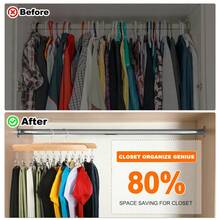 Closet Organizer Leggings Holder With 10 Clips, Set Of 2 Wooden Yoga Pant Hangers That Hold 20 Leggings, Space-Saving Hanging Closet Organizer With Rubber-Coated Organizers And Storage, Clothes Hanger With Clips For Bras, Belts, Socks, And Hats - 1 Pack - View 3