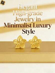 Một đôi bông tai hình hoa bằng thép không gỉ đơn giản nhưng sang trọng, được thiết kế tinh tế với những cánh hoa vàng, phụ kiện thép không gỉ dành cho nữ, trang sức thép không gỉ, quà tặng sinh nhật, quà tặng ngày lễ hoặc quà tặng cho bạn thân. - Vàng - Xem 4