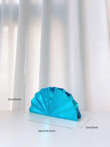 1个金属条纹不对称手拿包，优雅正式场合手提包，简约时尚女士晚宴包，日式派对钱包 - 薄荷藍 - 查看 11