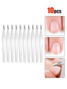 1pc/10pcs/20pcs Stainless Steel Manicure Tools For Nail Technicians. Steel Cuticle Pusher, Cuticle Nipper, Skin Pusher, All-In-One Straight Dead Skin Remover, Callus Remover. Professional Pink Nail Care. - Multicolor - View 9