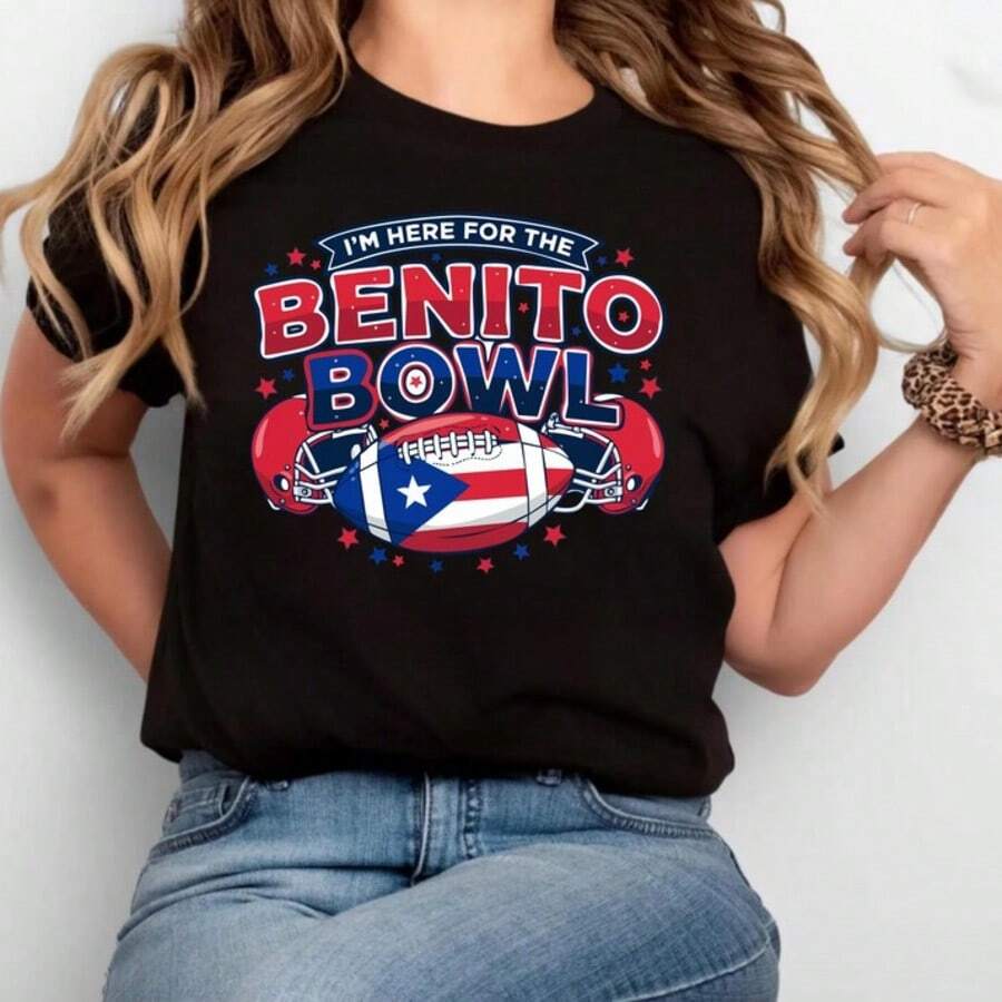 Bunny Bowl T-Shirt, 2026 Shirt, Here For The Benito Bowl Show - màu đen - Xem 1