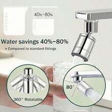 1个360°旋转双模式水龙头，黄铜合金接头 - 紧凑型厨房水槽和浴室水龙头，带双喷头 - 銀色 - 查看 6