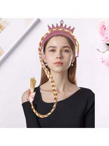 Phụ kiện đội đầu dự tiệc Cosplay - Băng đô cài tóc kiểu công chúa băng giá, băng đô cài tóc kiểu công chúa hoạt hình, phụ kiện đội đầu dự tiệc sinh nhật - Hồng - Xem 4