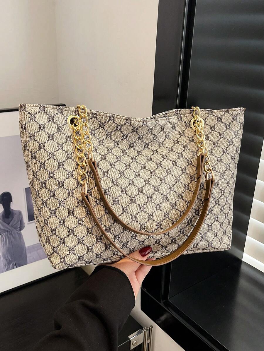 Túi xách công sở kiểu dáng retro chic độc đáo, họa tiết hoa, đeo một bên vai, chất lượng cao. - Xám - Xem 1