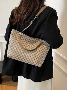 Túi xách công sở kiểu dáng retro chic độc đáo, họa tiết hoa, đeo một bên vai, chất lượng cao. - Xám - Xem 6