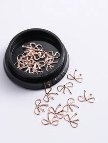 玫瑰金/金色/银色/镂空蝴蝶结美甲饰品 - 3D蝴蝶结美甲配件，闪亮水钻美甲配件，合金蝴蝶结3D金银蝴蝶结美甲配件，美甲装饰，美甲饰品 - 彩色 - 查看 10