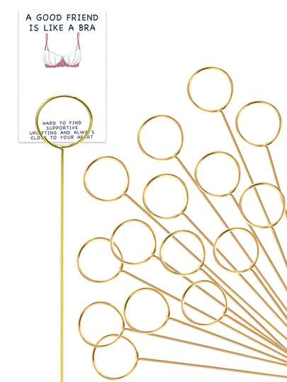 5/20/40 piezas Clips de tarjeta de mesa de alambre metálico redondo, Clips de tarjeta floral de alambre metálico (30 cm), Clips para fotos y notas, Etiquetas decorativas redondas clásicas, Adecuado para volver a la escuela, fiesta de cumpleaños, San Valentín, centro de mesa para comedor, lugar de boda romántico, fiesta (Dorado)