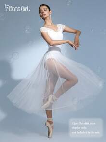 DonsGirl 1pc Women V-Neck Lace Short Sleeve Leotard, Ballet/Contemporary Dance/Classical Dance/Yoga/Gymnastics Jumpsuit - White - View 7