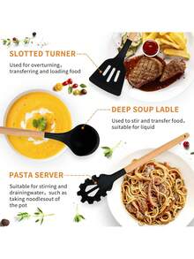 Juego de 12 piezas de utensilios de cocina - Utensilios de cocina antiadherentes, resistentes al calor, herramientas de cocina, juego de herramientas de mezcla - Multicolor - Ver 5
