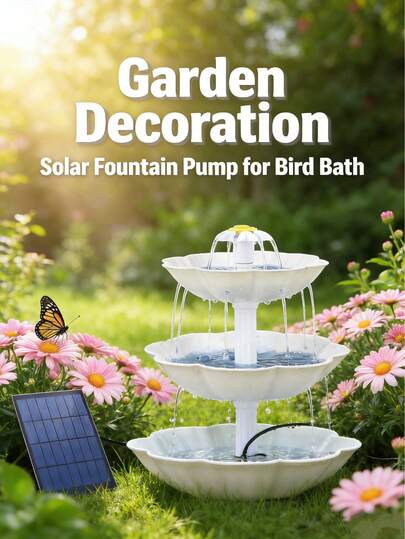 3.5W Solar Fountain Pump, 3.5W 3-Tier Solar Fountain (With Detachable Waterfall And Auto Watering Function), And Solar Bird Bath Feeder Set, Suitable For Outdoor Garden, Patio, Yard Decor