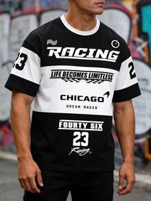 街头休闲风男士赛车3D印花T恤，时尚百搭圆领短袖上衣，春夏款 - 彩色 - 查看 12