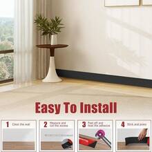 自粘式踢脚线，3.93 英寸橡胶踢脚线乙烯基墙面踢脚线，柔性踢脚线装饰条，粘性踢脚线装饰条橡胶弧形踢脚线（3.28 英尺，白色） - 彩色 - 查看 9