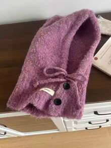 女士针织拉法帽，防风保暖护耳针织帽围巾套装，秋冬款