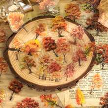 40张树木与自然系列PET贴纸套装，森林主题剪贴簿贴纸，创意艺术贴纸套装 - 彩色 - 查看 7