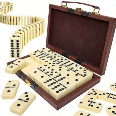 28pcs Double Six Dominoes Set - Classic Black & White Plastic Tile Box, Suitable For Various Parties And Holiday Gatherings, Great For Playing With Family And Friends, Party Games And Group Activities, Also An Ideal Holiday Gift. This Dominoes Set Is A Must-Have For Party Games, Featuring Classic Game Design, Durable And Long-Lasting.