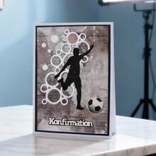 创意足球和圆形切割模具，DIY剪贴簿相册和压花模板，贺卡制作工具，卡片纸切割工艺品，礼品卡制作模板模切。 - 銀色 - 查看 2