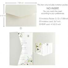 25pcs Tri-Fold Pocket Wedding Invitation Envelopes, Minimalist Invitation Envelopes Suitable For Engagement, 15th Birthday, Christening And Other Occasions, DIY Invitations, 5*7 Inch Invitations, Pocket Invitations, Customized Invitations, Christmas Cards - Ivory - View 12
