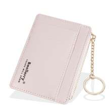 Baellerry 1 chiếc ví đựng thẻ siêu mỏng nhiều ngăn đựng thẻ + túi đựng tiền xu có khóa kéo kèm móc khóa, ví đựng tiền xu di động cho nữ, ví mini, ví nhỏ, ví có móc khóa, ví đựng chìa khóa dễ thương, phong cách Fairycore - Hồng - Xem 5