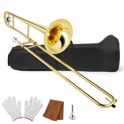 Tenor Slide Trombone B Flat Brass Trumpet Set For School Band US