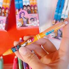 Mattel 12pcs/Set, K-Pop Girl Group Popular Erasable Ballpoint Pens, Retractable Erasable Pens, Student Stationery, Korean Cartoon Style Erasable Signature Pens, Suitable As Learning Tools, Holiday Gifts Or Birthday Gifts - Multicolor - View 7