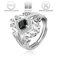 1 szt. regulowany pierścionek ze srebra próby 925 w stylu pałacowym z cyrkoniami sześciennymi o geometrycznym wzorze, dla kobiet, odpowiedni do noszenia na co dzień, na bankiet, imprezę, święta, urodziny, prezent rocznicowy - Srebro - Zobacz 1