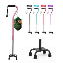 Quad Bastn Ajustable con Mango Acolchado Suave para Hombres y Mujeres, Ligero, cmodo con 4 Patas para Mayor Estabilidad - Rosa - Ver 1