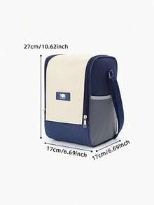 1pc Square Insulated Lunch Box Bag, Crossbody & Handheld, Large Capacity Waterproof Thermal Bucket Bag, Thick Aluminum Foil Insulated Bag, Cylindrical Storage Bag - Multicolor - View 2