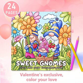 GDTME كتاب تلوين للبالغين لتخفيف الضغط النفسي "جنومات حلوة: كتاب تلوين لعيد الحب" كتاب تلوين للبالغين مصمم لمساعدة على تخفيف الضغط، يحتوي على 24 صفحة من رسومات جنومات جذابة وخيالية. مثالي لمناسبات مثل عيد الحب ويوم المرأة، يوفر هذا كتاب التلوين طريقة إبداعية للبالغين للاسترخاء والاسترخاء.