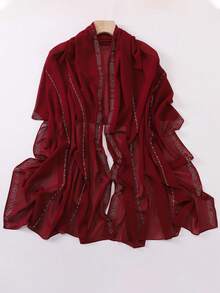 1件穆斯林女士头巾，水钻雪纺头巾围巾，串珠围巾披肩，沙滩罩衫，薄纱头巾，长围巾，防晒披肩，头巾，日常、旅行、办公、婚礼礼物 - 圍巾 - 查看 22