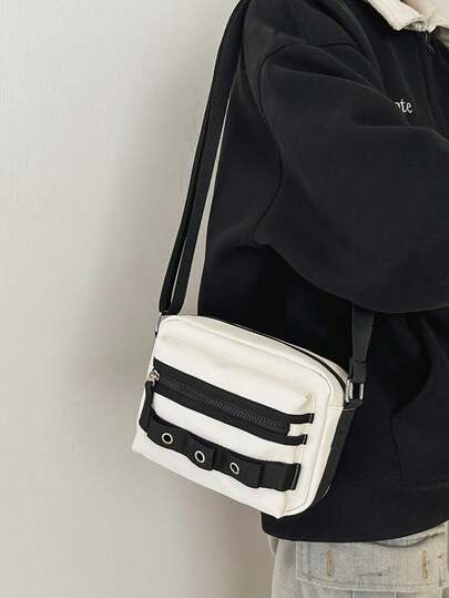 Minimalist Square Bag Solid Black Adjustable Strap