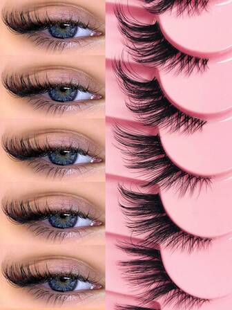 Asiteo Eid Al-Fitr 9 par halvögonfransar med naturligt utseende, kattögonfransar, mangaögonfransar, naturliga, genomskinliga bandfransar, korta, mjuka 3D-konstminkögonfransar, spetsiga, fluffiga konstminkögonfransar, ögonfransförlängningsverktyg, remsögonfransar, lösögonfransar för bröllop, festpresenter