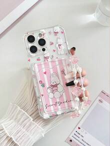 Striped Rabbit Painted Transparent Card Holder Soft Silicone Full Protective Phone Case Compatible With IPhone 17pro/17Air /17/17promax 16/11/16pro/16plus/16promax/16e, Galaxy S25/S25PLUS/S25 Ultra/A16/A36/A26/A56/A50/A12/A32/A52/A72, 11/12Pro/12/12X/13Pro/14Pro/15Pro/, Redmi 10/9/Note9/12c/Note11pro/Note8Pro - Multicolor - View 1