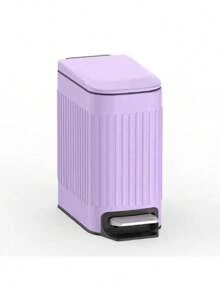 Slim Bathroom Trash Can With Lid Soft Close, 6 Liter/1.6 Gallon Stainless Steel Small Garbage Can With Removable Inner Bucket, Step Pedal, Slim Wastebasket For Toilet, Office, Bedroom, Purple - 紫色 - 查看 9