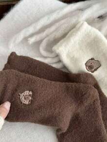 5 Pairs Autumn/Winter Plush Mid-Calf Socks, Thick Warm Floor Socks, Cute Capybara Sleep Socks - Multicolor - View 4