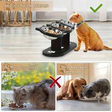 高脚狗/猫碗，3个不锈钢碗，15°可调节倾斜角度猫食碗，可拆卸易清洗，多猫家庭必备 - 720毫升 - View 5