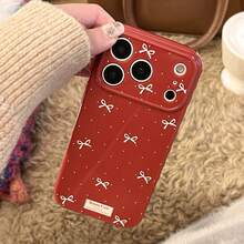 Kavenfort 枫糖红杏点极简蝴蝶结手机壳，兼容苹果 17 英寸、16 英寸 Pro Max 和 15 英寸手机，防震，全包软壳，14 英寸手机壳 - 楓糖紅 - 查看 8