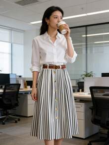 Trendy everyday commuter skirts for women Versatile skirts for parties and dates Minimalist-style skirts for women - Blanco y Negro - Ver 5