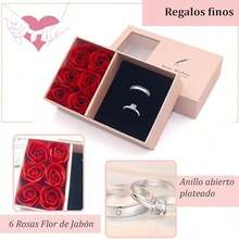 Conjunto de Regalo Rosa Eterna para de  con Flor Eterna,Anillo de Diamantes de Hombre,Regalos Romntico para Bodas,Pap,Pareja,Cumpleaos,Aniversario,San Valentn,Navidad