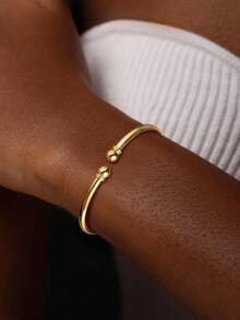 U7 Unisex Simple Cuff Bracelet 18K  Platinum Plated Fine Bracelets Fashion Jewelry Open Bangle Cuff Bracelets, Twisted Or Heart Style - B. Vòng tay đơn giản - Vàng - Xem 1